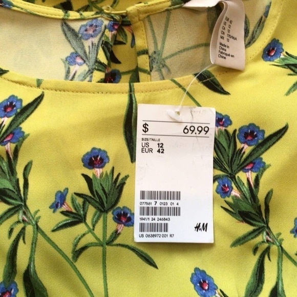 NWT H&M Yellow Floral Dress sz 12 - Picture 6 of 6